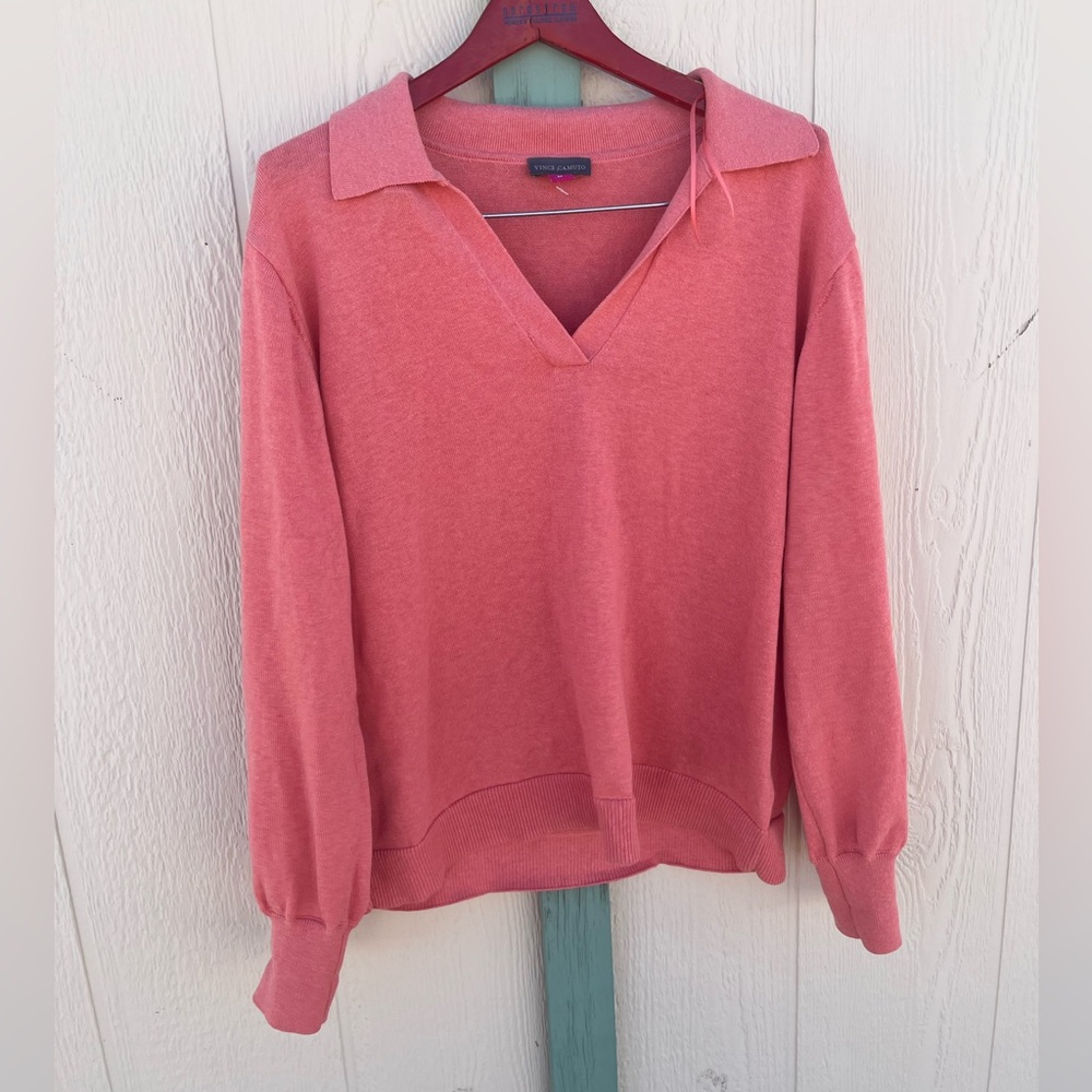 Vince Camuto Pullover Collared Lightweight Sweater Ocean Coral size M